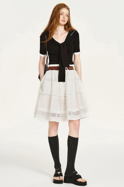 Embroidered Navy Knit Sweater