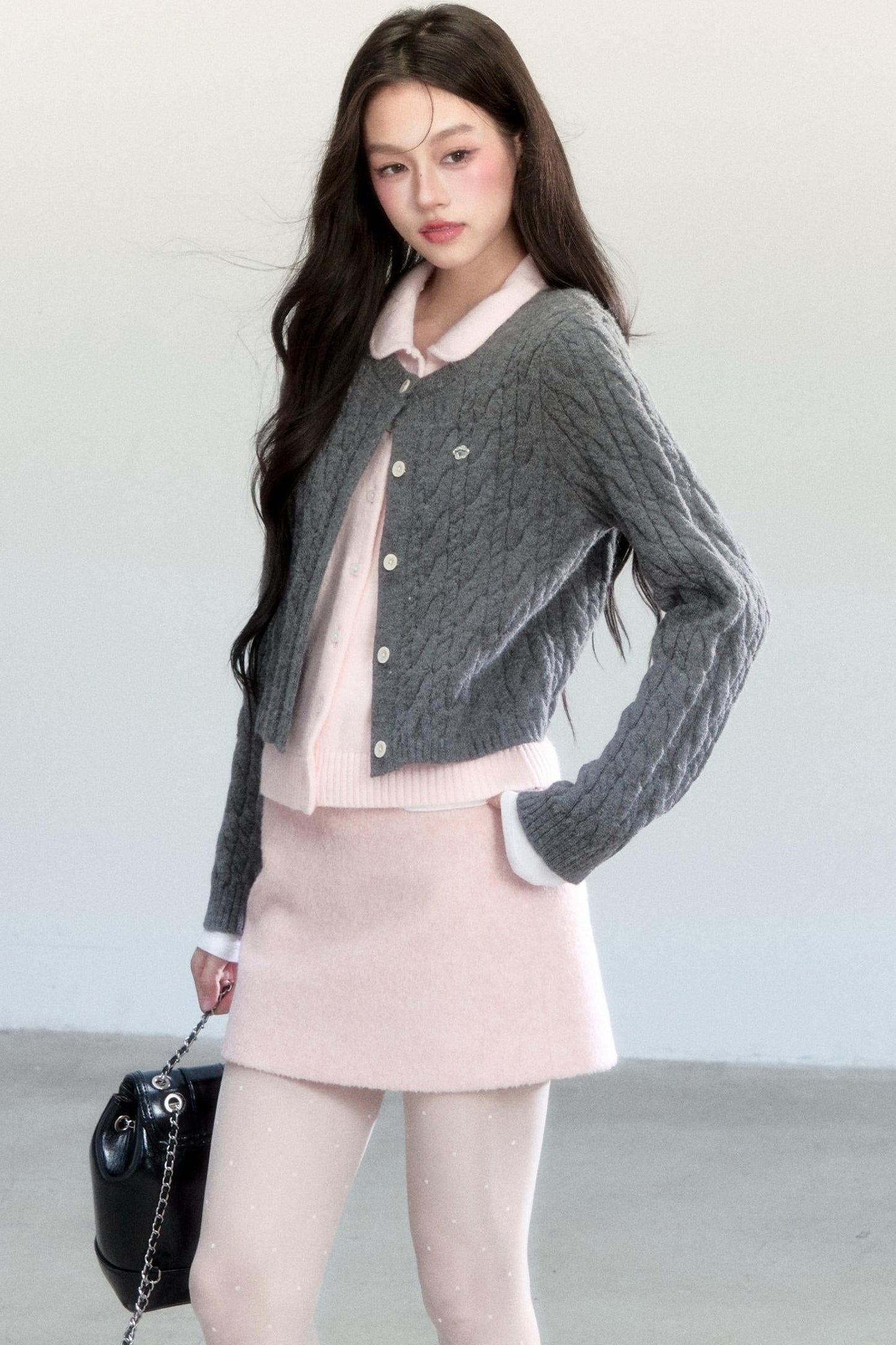 Pink Woolen A-Line Skirt