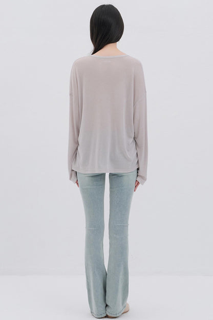 Moon Print Wool Blend Long Sleeves Top