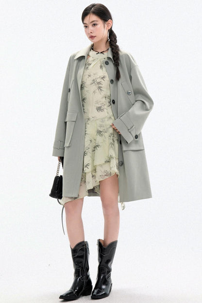 Elegant Lyocell Wool Long Coat