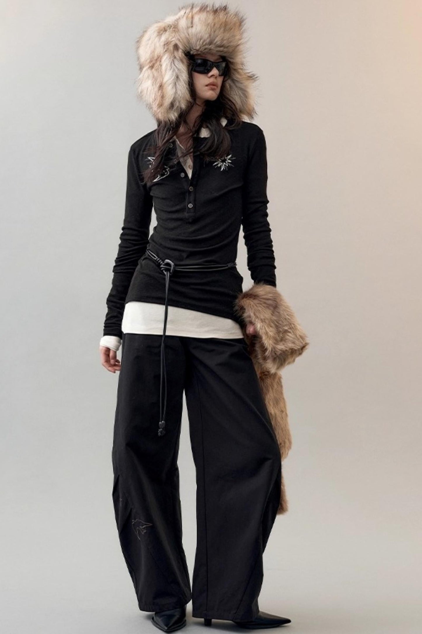 Star Bird Embroidered Loose Pants