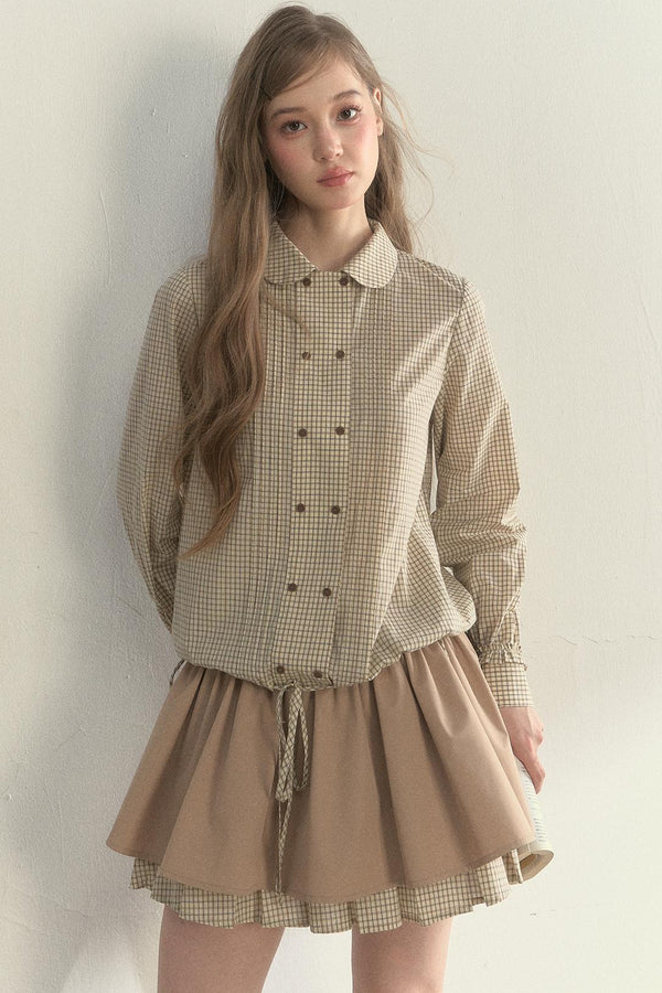 Vintage White Plaid Long Sleeve Inner Shirt