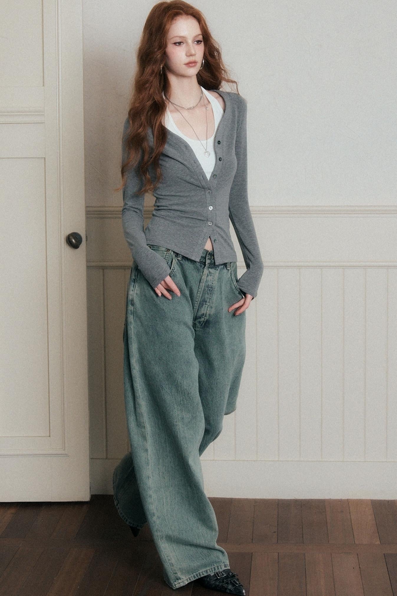 Relaxed Wide-Leg Denim Pants