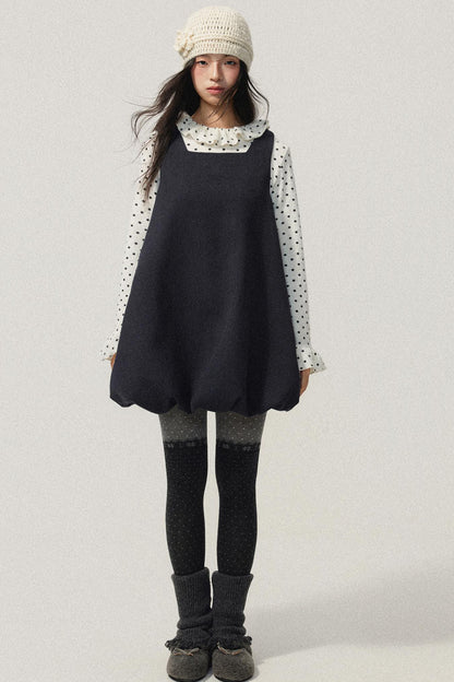 Grey Bubble Hem Sleeveless Dress