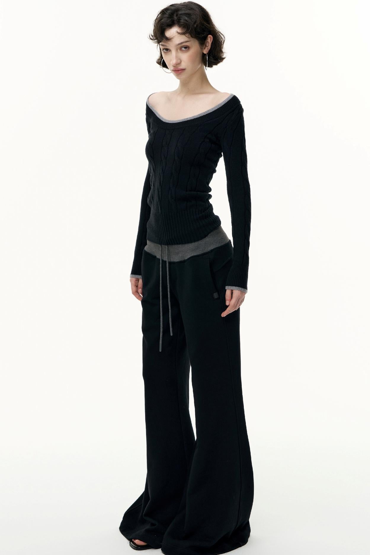 Crew Neck Tencel Wool Knit Sweater