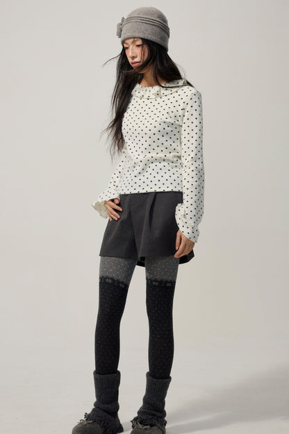 Ruffled Neck Polka Dot Top