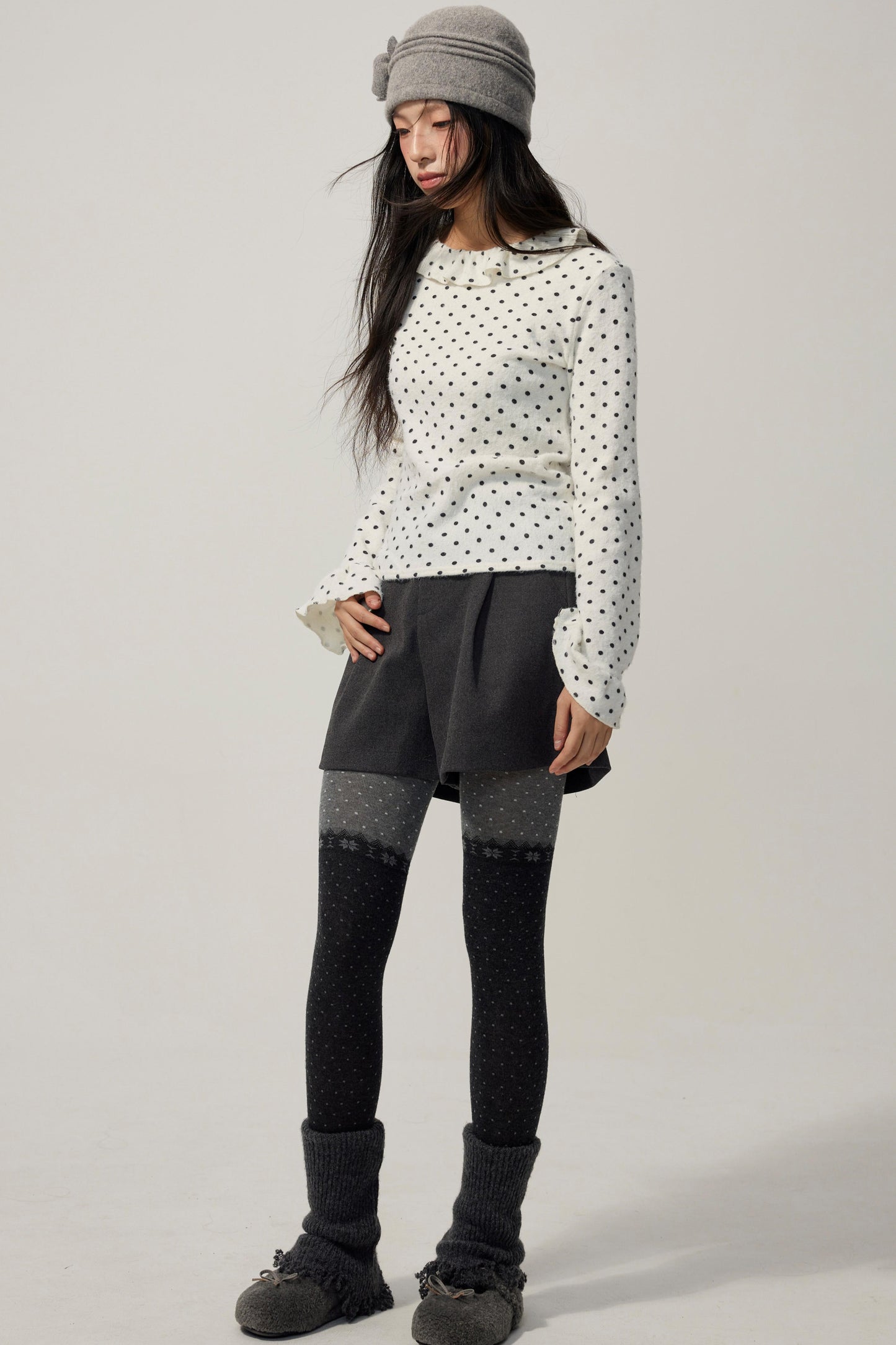 Gray Wool A-Line Suit Shorts