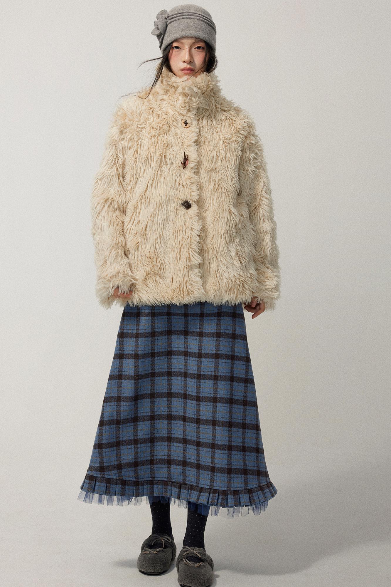 Blue Check Tweed Mermaid Skirt