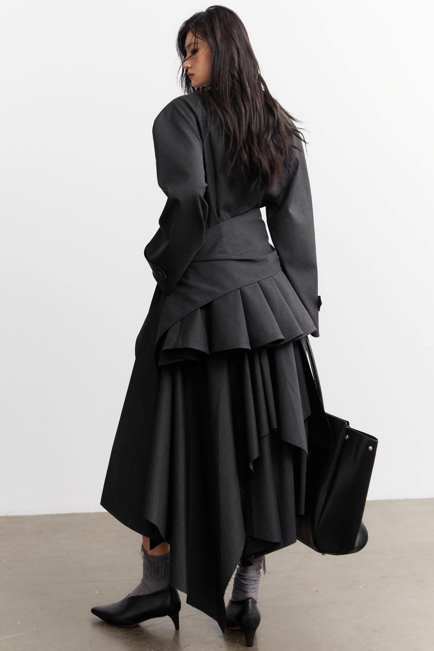 Celebrity Ruffled Gray Blazer