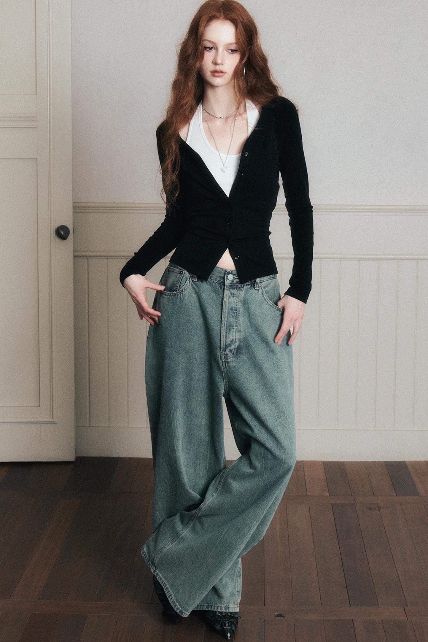 Layered Suspender Cardigan