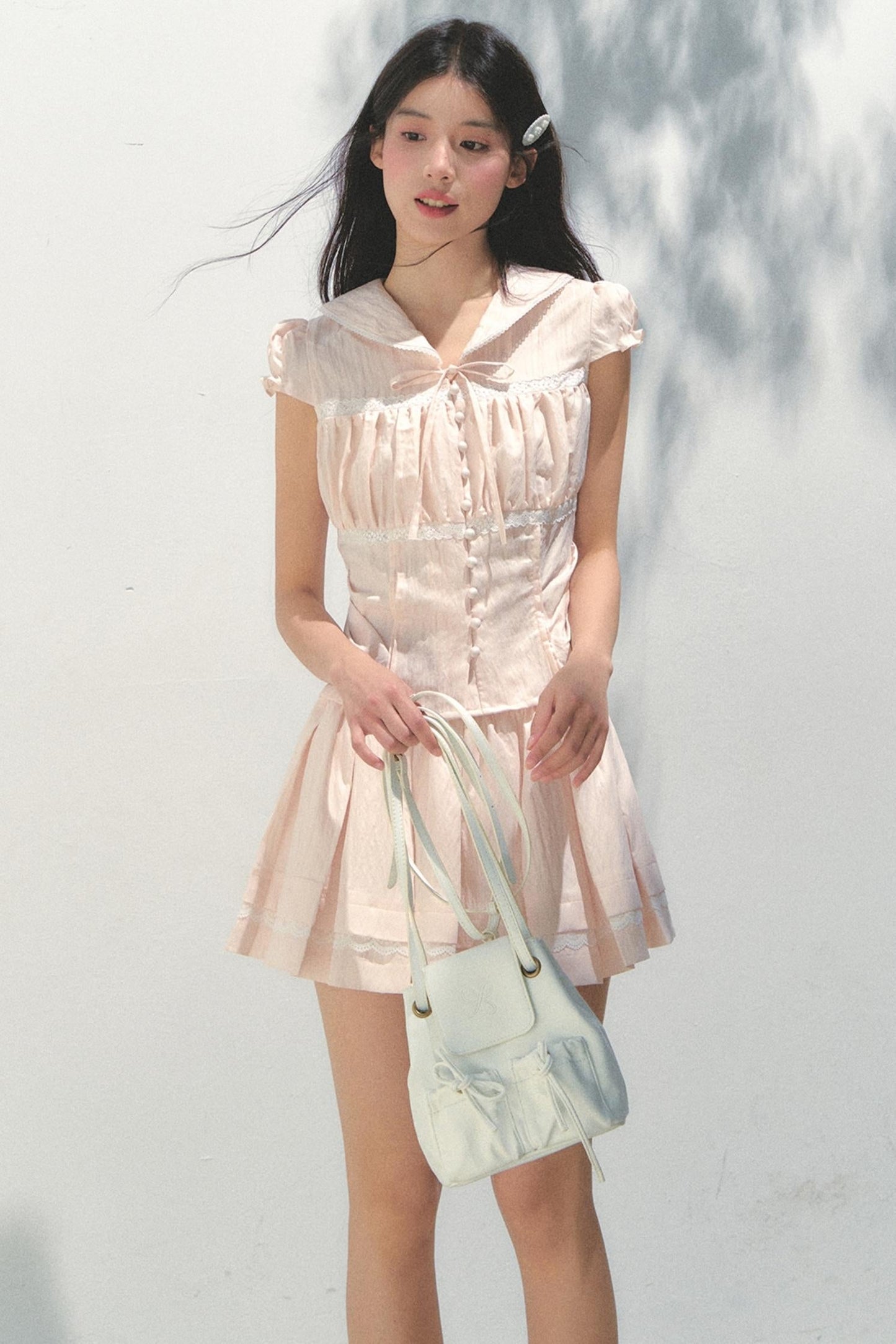 Pink Navy Top Skirt Set-Up