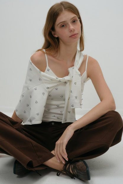 Whimsical Smile Tank & Cardigan Set