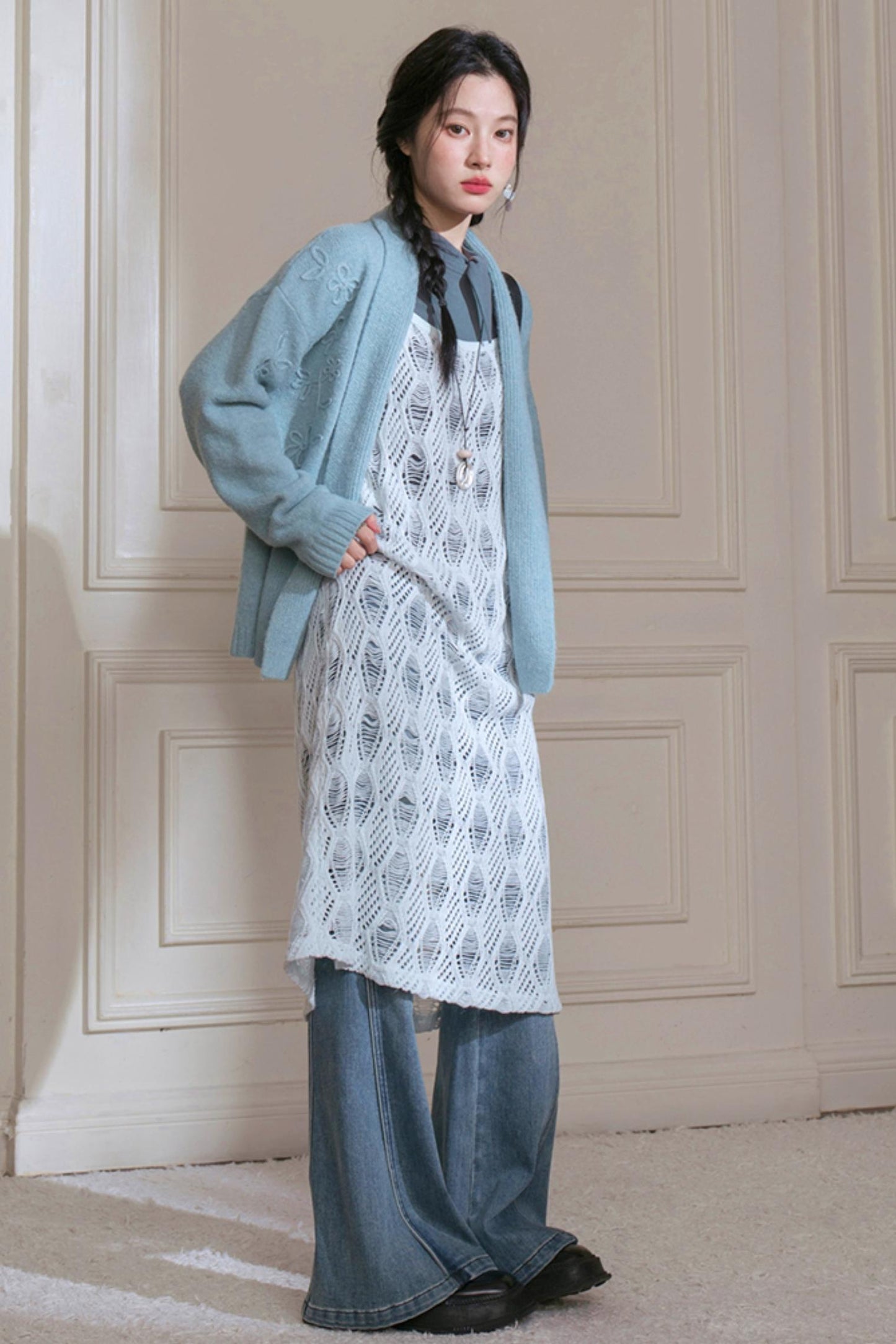 Layering Gray and Blue Sundress Set