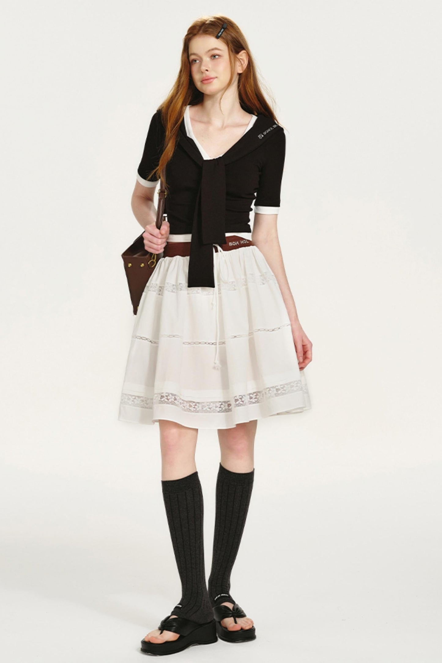 Lace-Panel Bustier Skirt