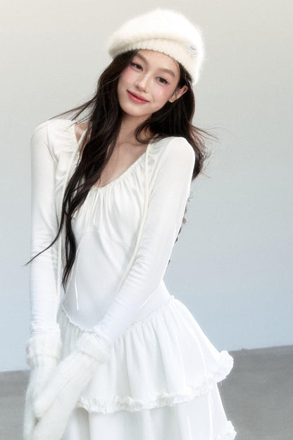 Ballet V-Neck Knit Dress