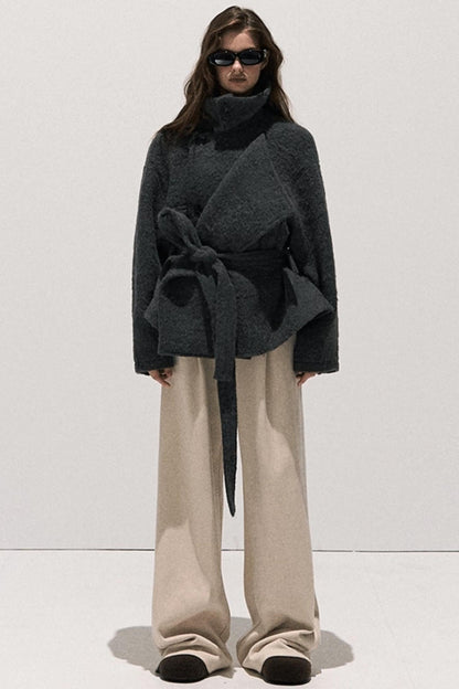 High-Waisted Wool Trousers