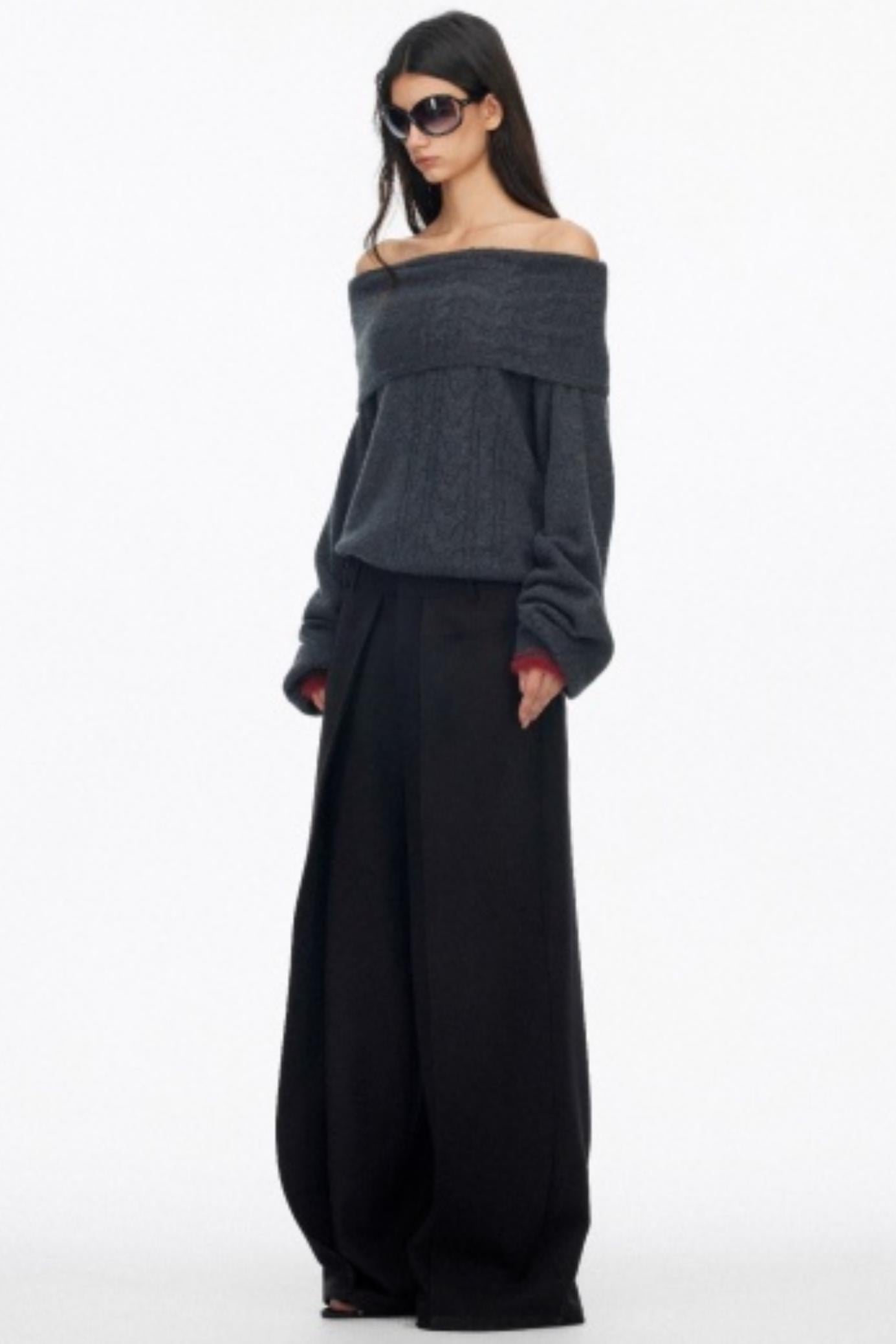 Off-Shoulder Color-Blocked Knit Top