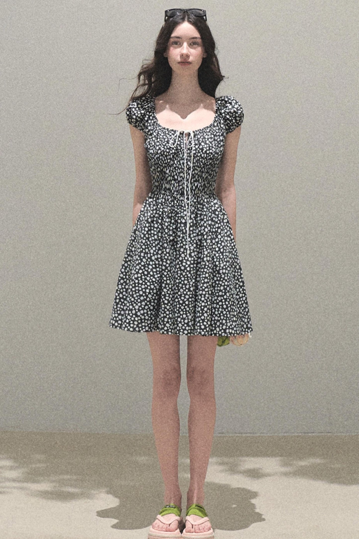 Drawstring Graffiti Dress