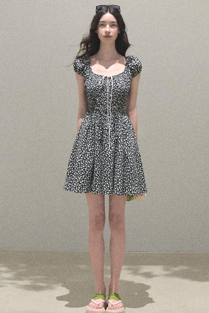 Drawstring Graffiti Dress