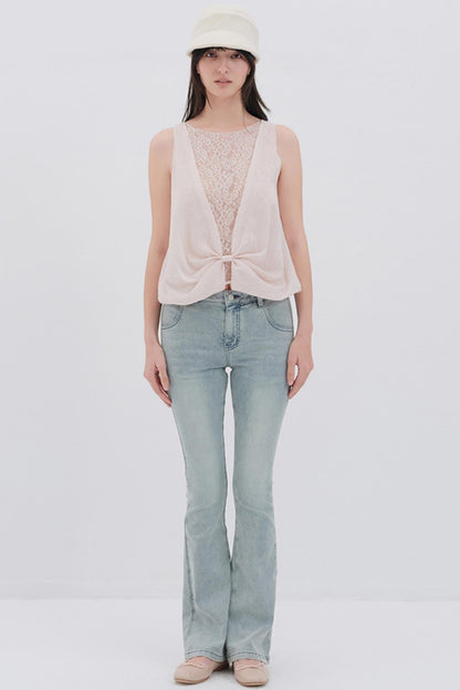 Butterfly Linen Blend Vest Style Top