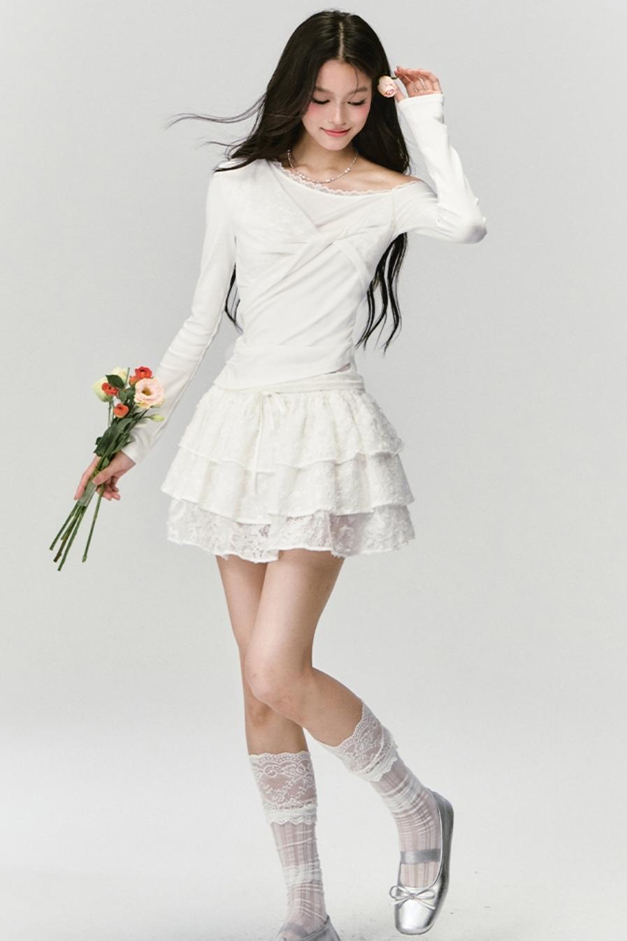 White Trace Lace Shirt