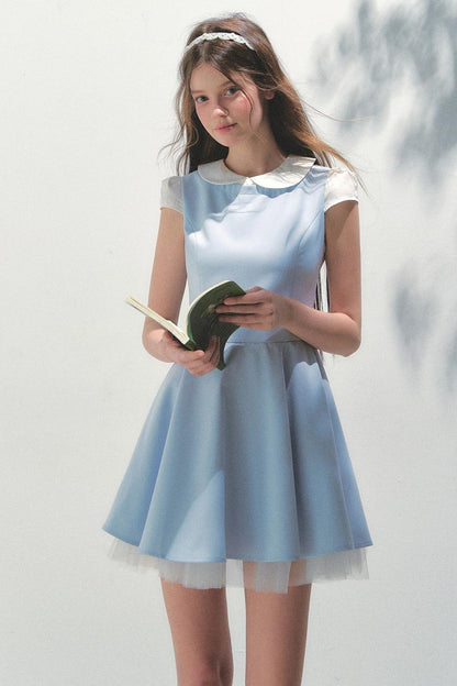 Blue Mesh Poncho Dress