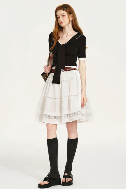 Embroidered Navy Knit Sweater