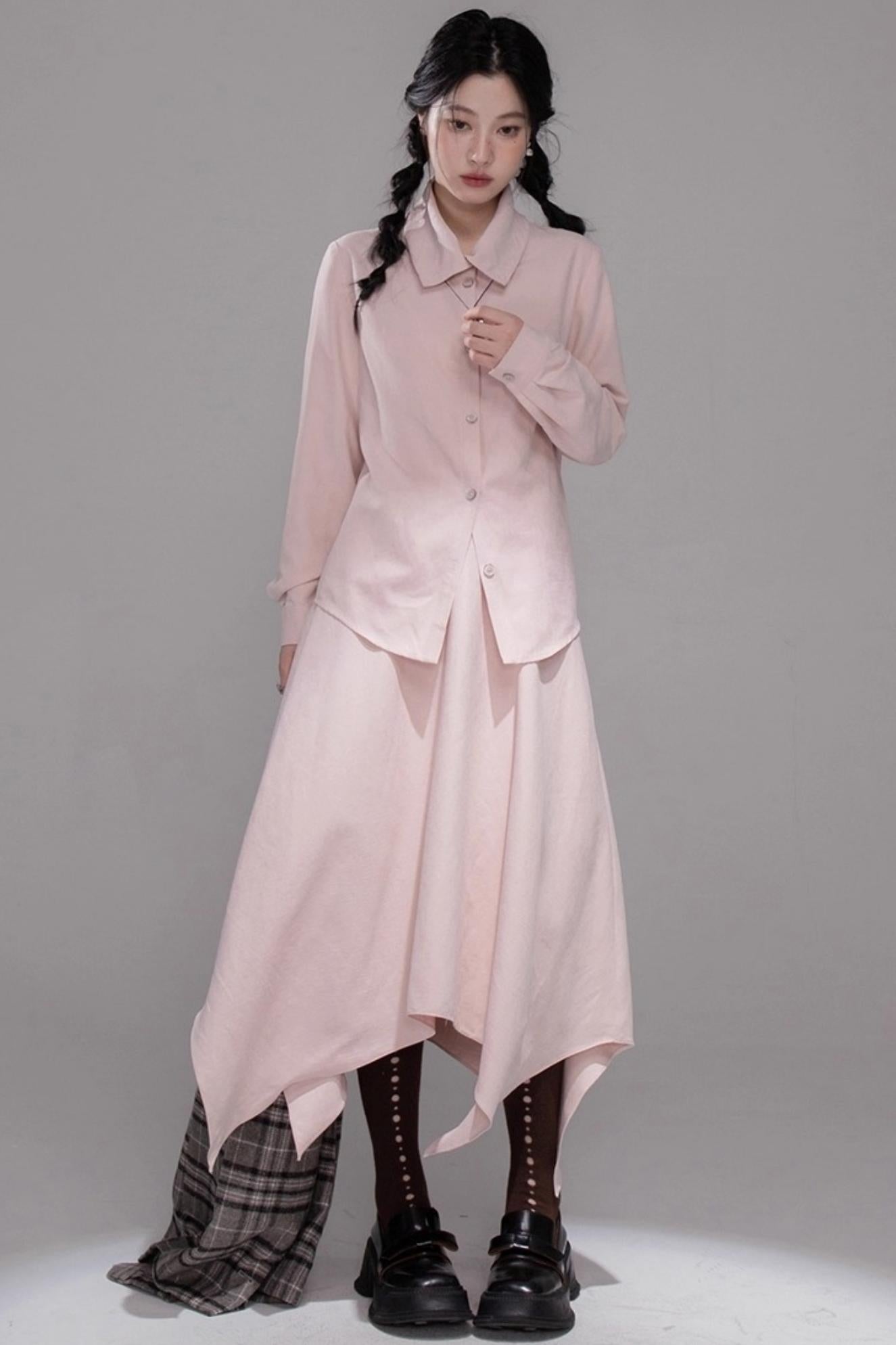 Berry Purple Chimney Collar Shirt Set-Up