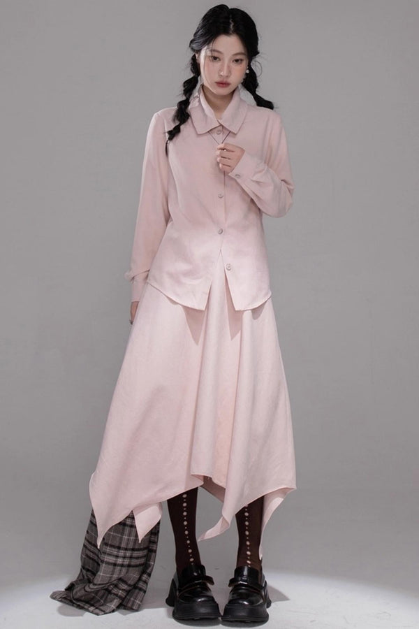 Berry Purple Chimney Collar Shirt Set-Up