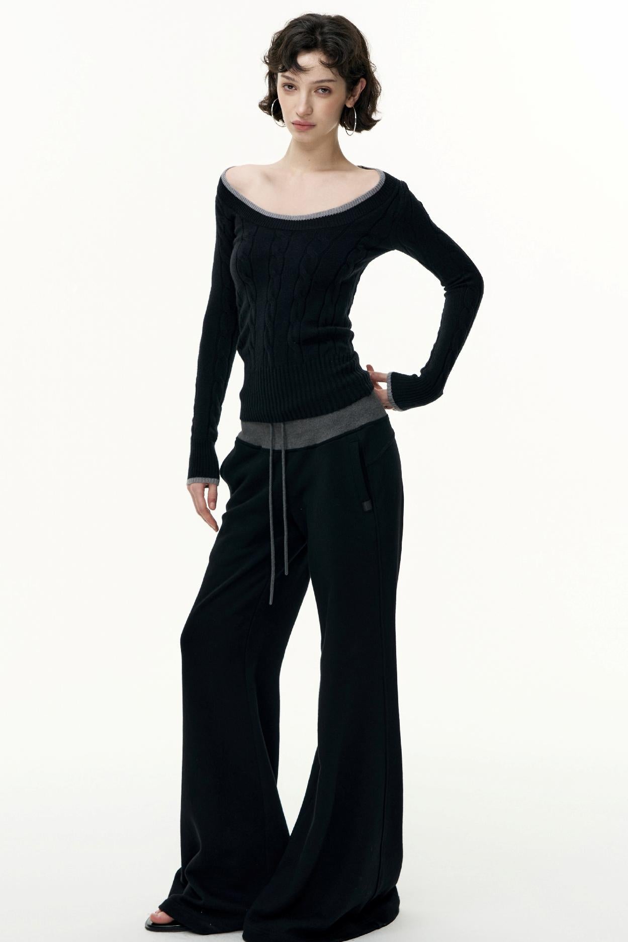 Crew Neck Tencel Wool Knit Sweater