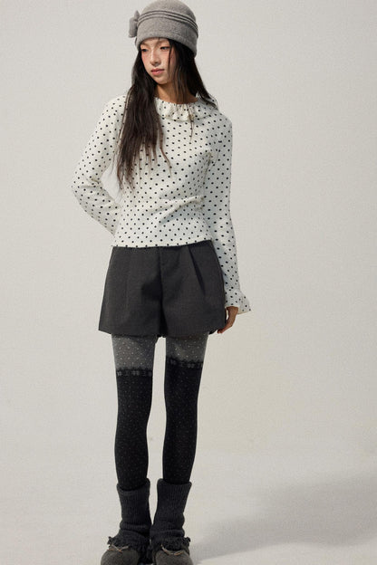 Ruffled Neck Polka Dot Top