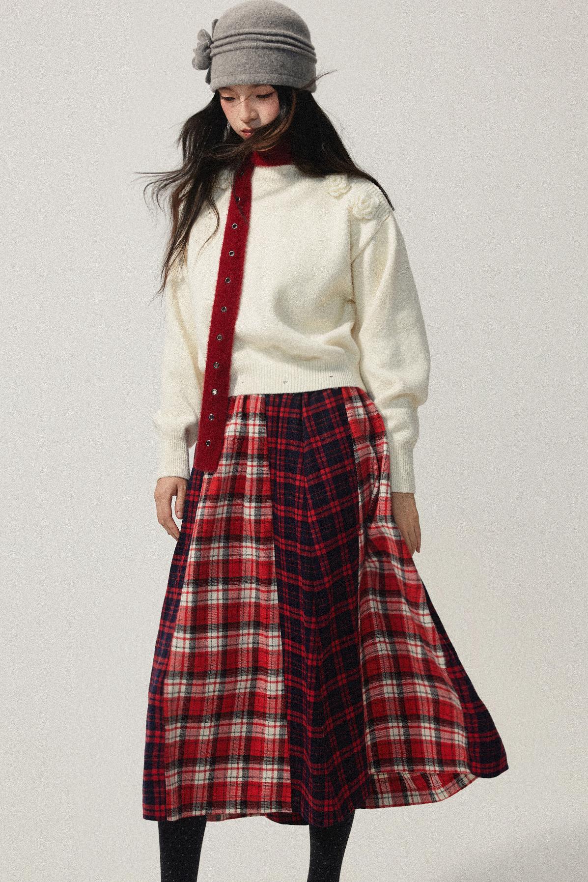 Detachable Skirt Flower Sweater Dress