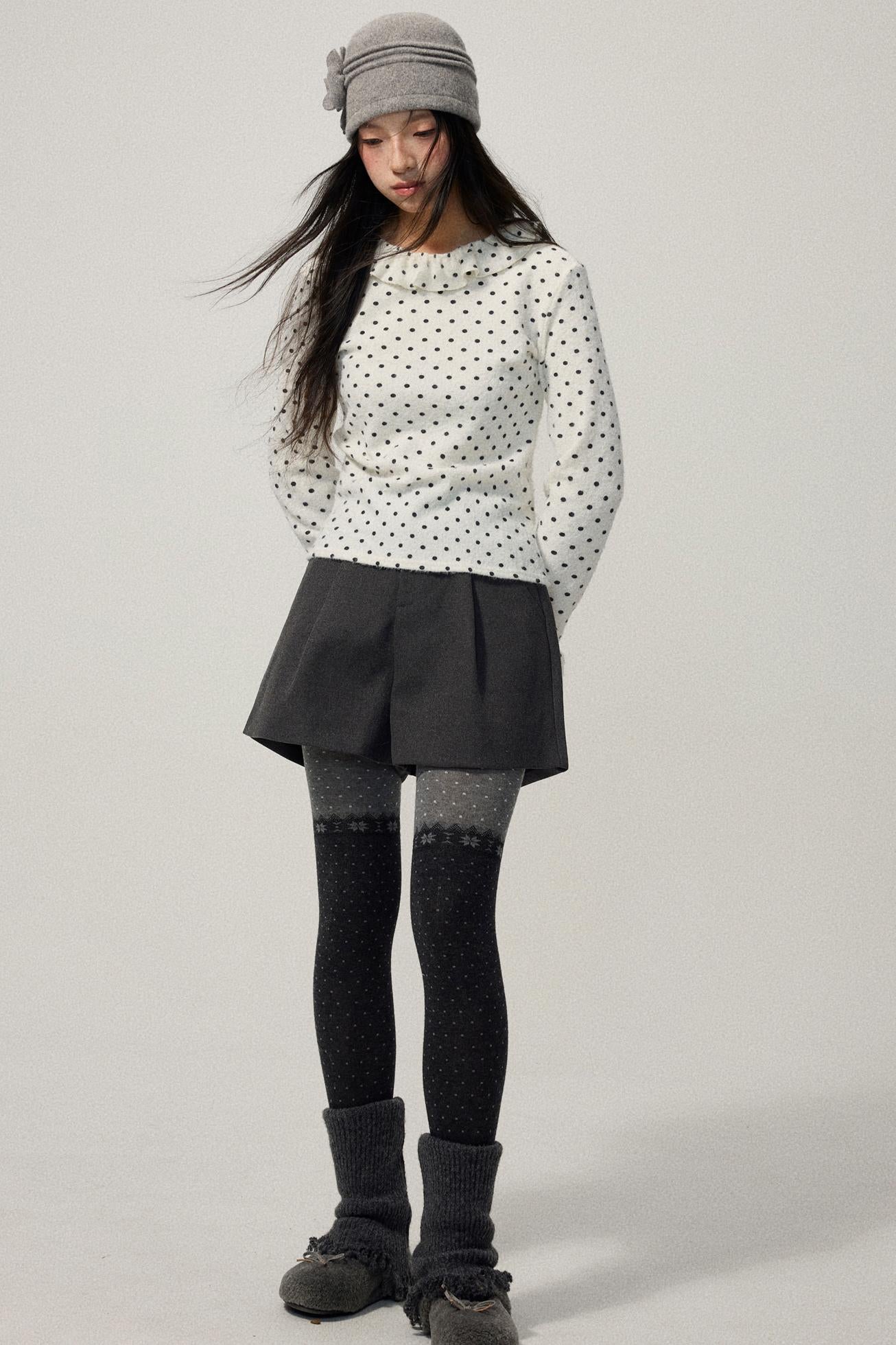 Gray Wool A-Line Suit Shorts