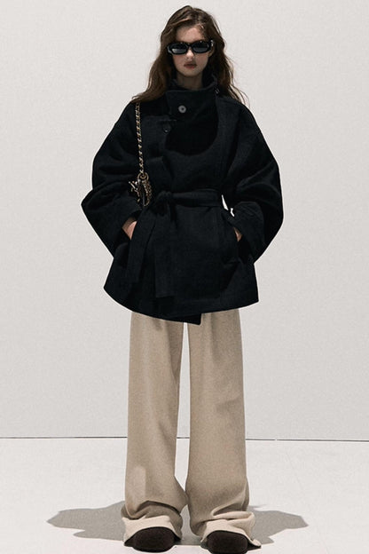 High-Waisted Wool Trousers