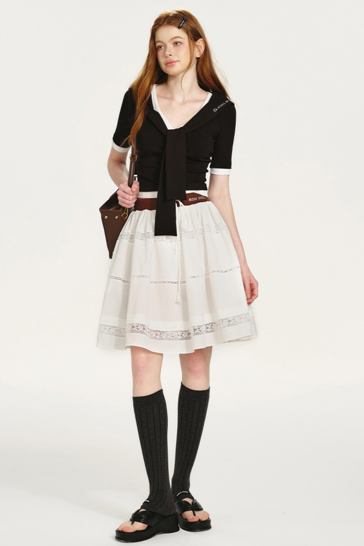 Embroidered Navy Knit Sweater