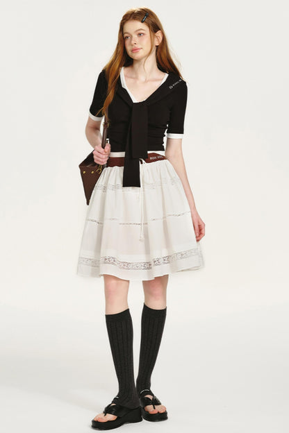 Embroidered Navy Knit Sweater