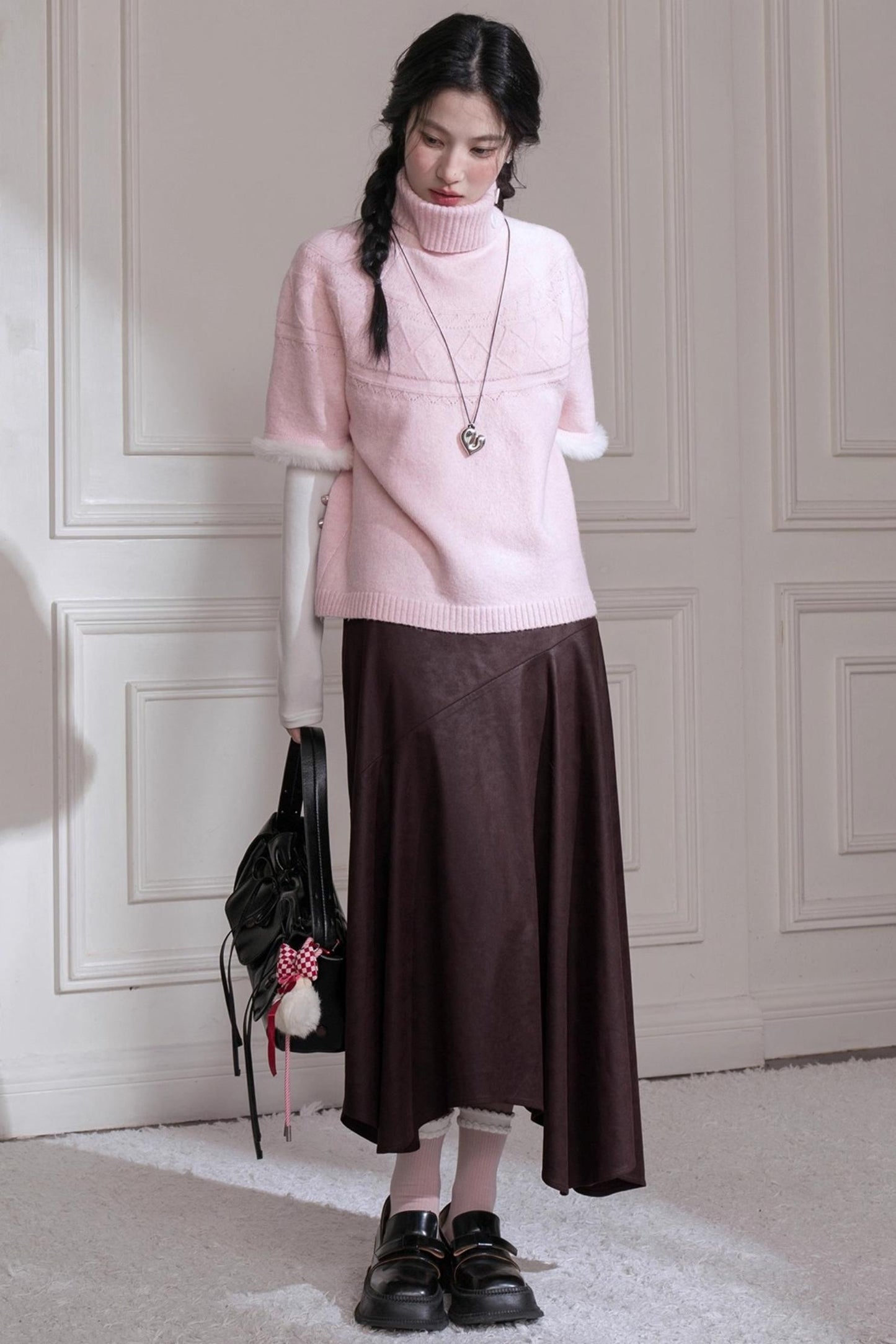 Velvet Bat Sleeve Knitted Sweater Set