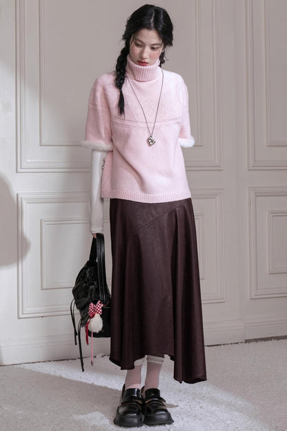 Velvet Bat Sleeve Knitted Sweater Set