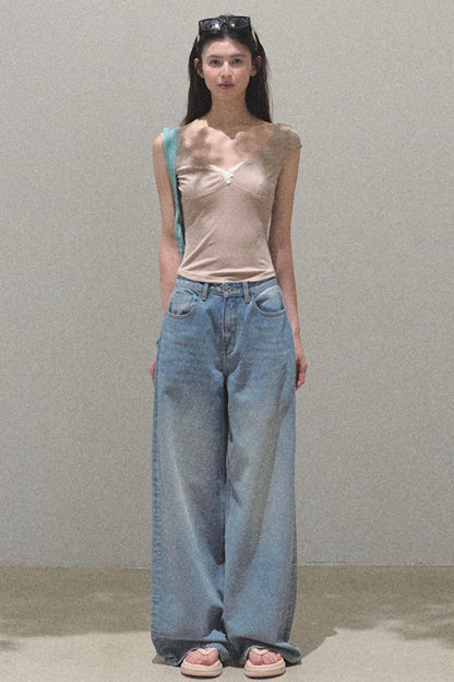 Lace Whisper V-Neck Tee