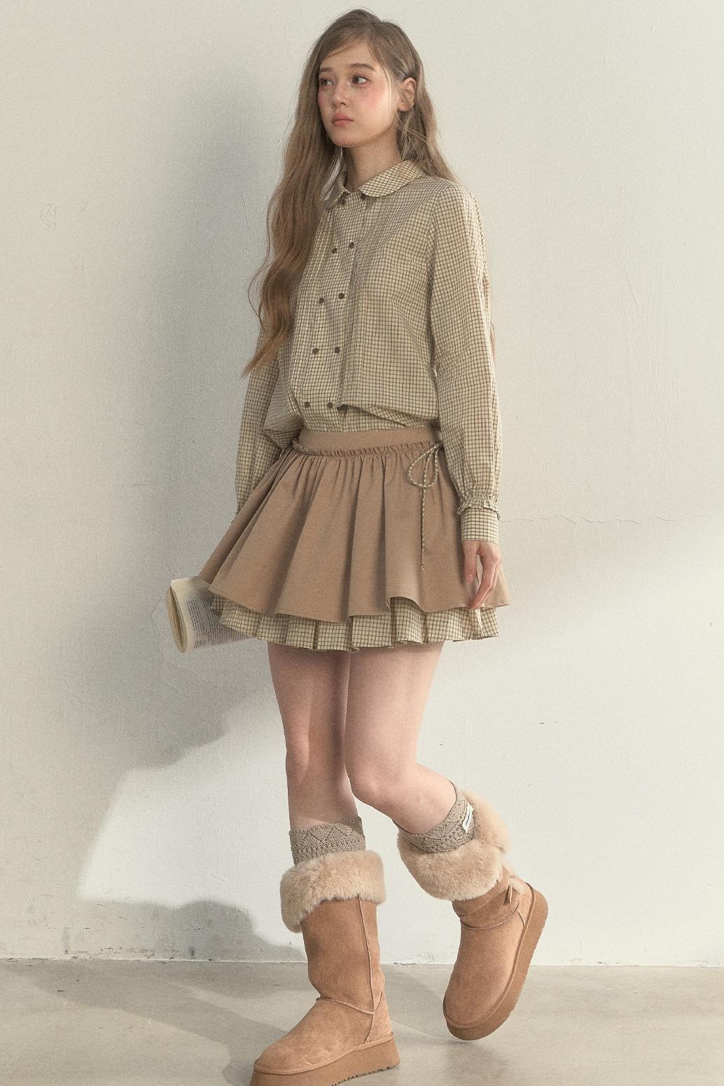 Vintage White Plaid Long Sleeve Inner Shirt