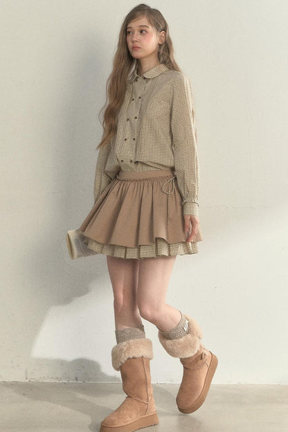 Vintage White Plaid Long Sleeve Inner Shirt