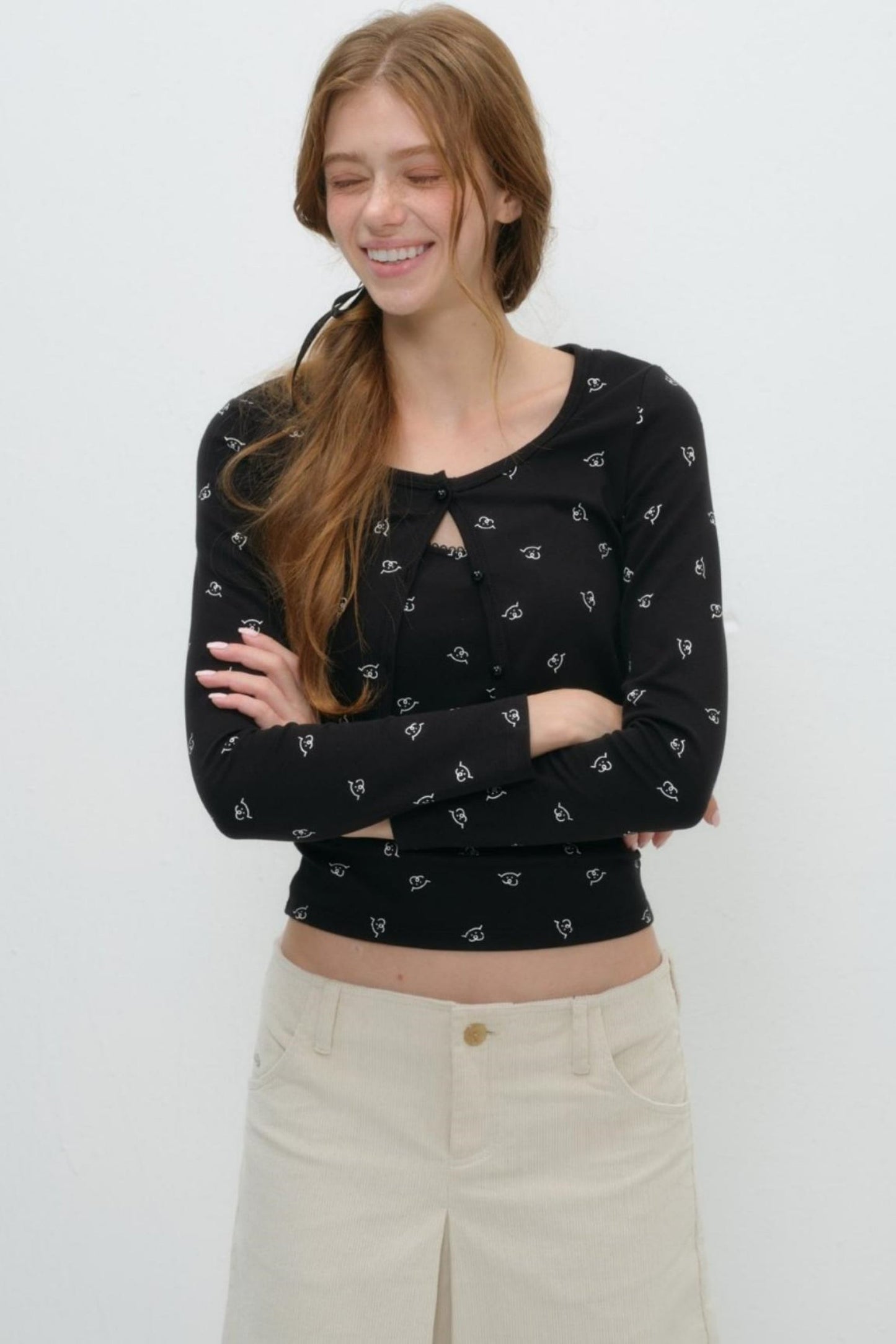 Whimsical Smile Tank & Cardigan Set