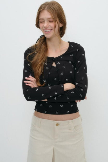 Whimsical Smile Tank & Cardigan Set