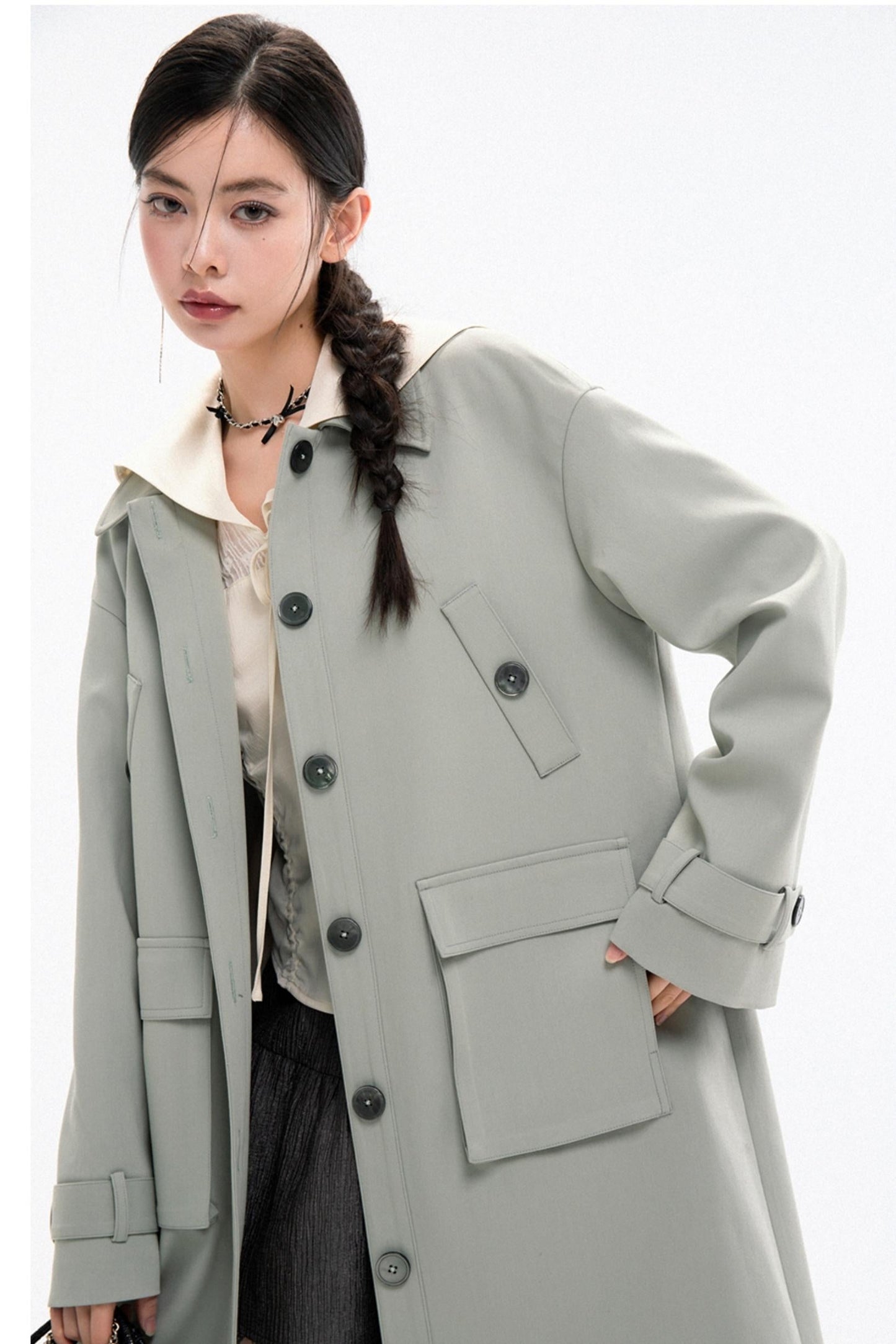 Elegant Lyocell Wool Long Coat