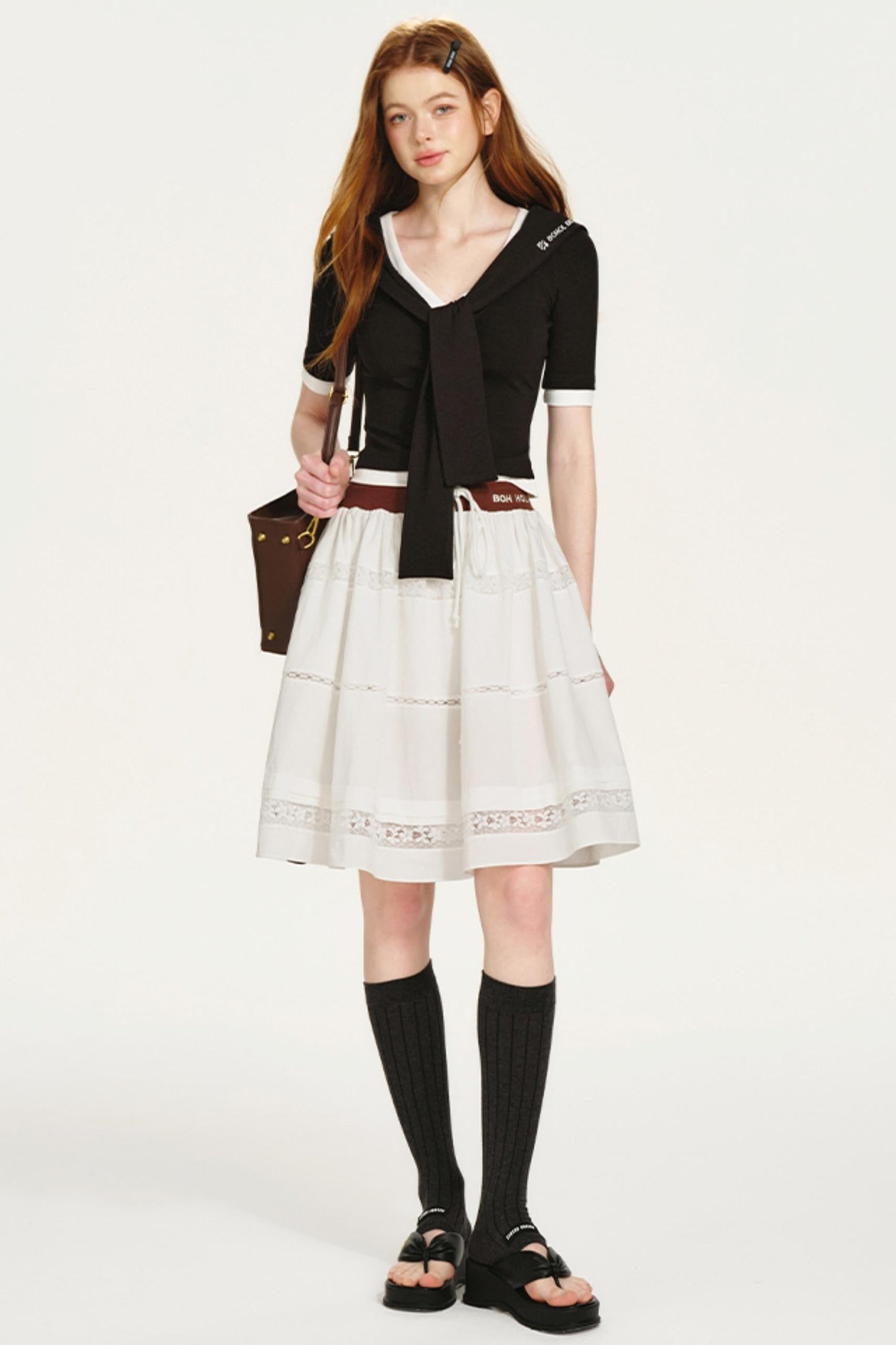 Lace-Panel Bustier Skirt