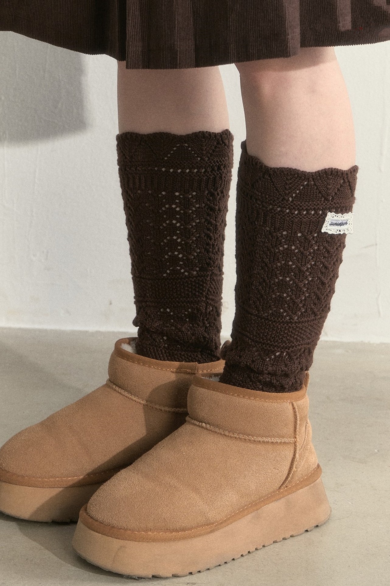 Wool Blend Crochet Layered Woolen Socks
