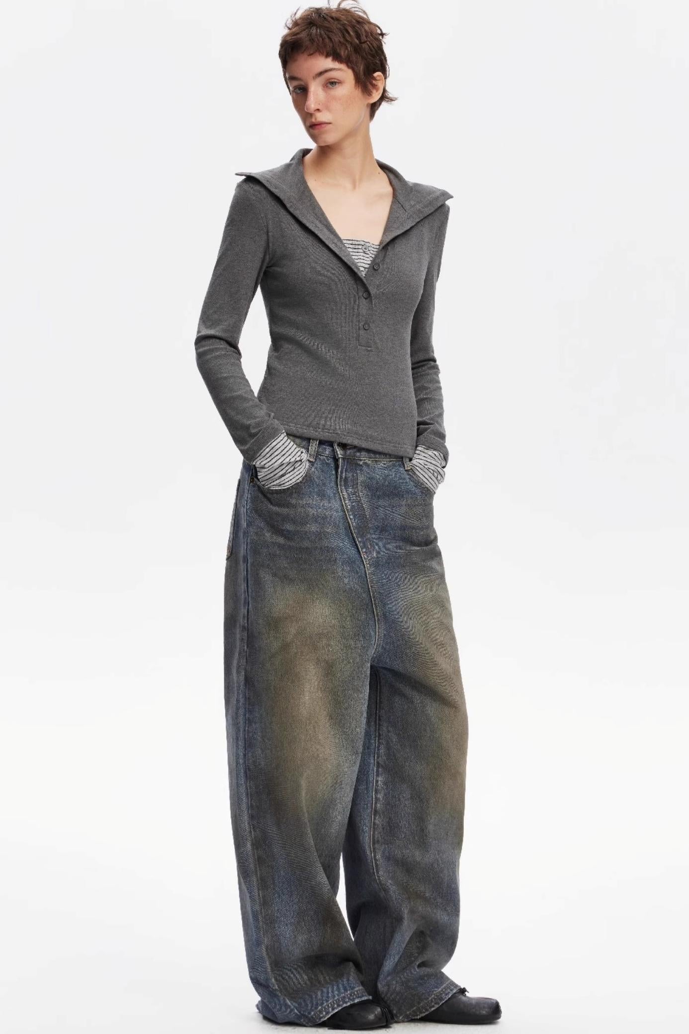 Henry Collar Knitted Top