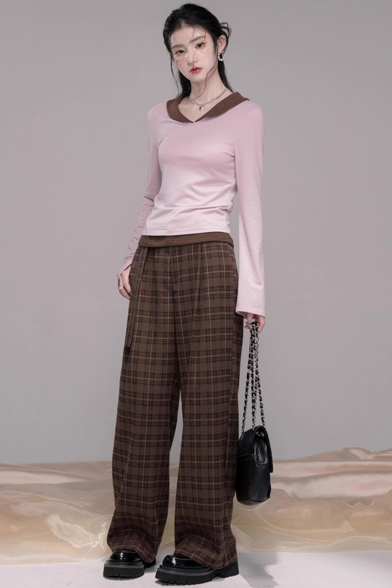 Mocha Brown Wide-leg Slacks