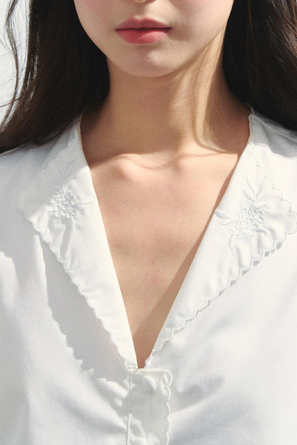 Vintage Embroidered V-Neck Shirt