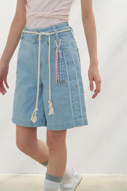 Vintage Dot Lace Denim Pants